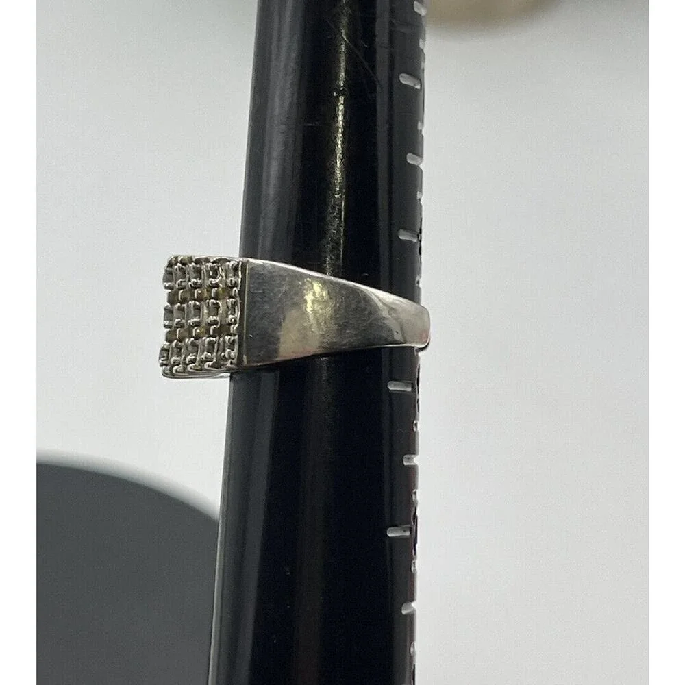 JWBR Sterling Silver & Diamond Tiered Cocktail Anniversary Open Back Ring Sz 8.5